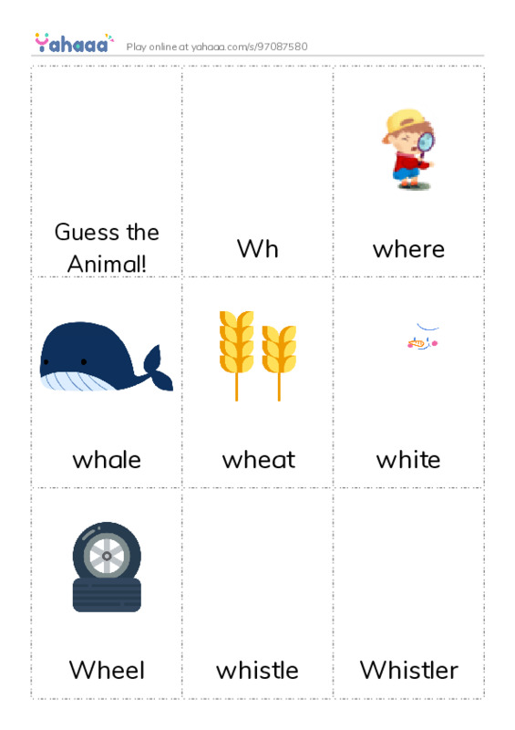 Picture flashcards worksheet for Guess the Animal!, Wh, where and 13 more