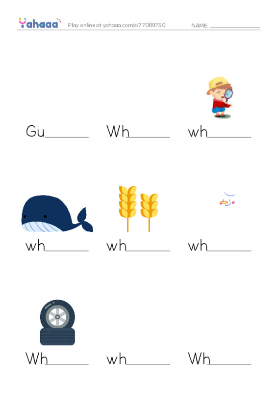 Finish the word worksheet for Guess the Animal!, Wh, where and 13 more