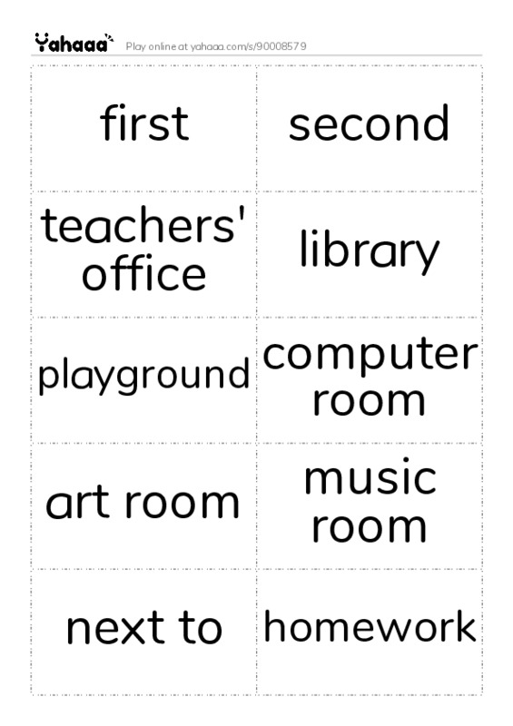 Word flashcards worksheet for My school