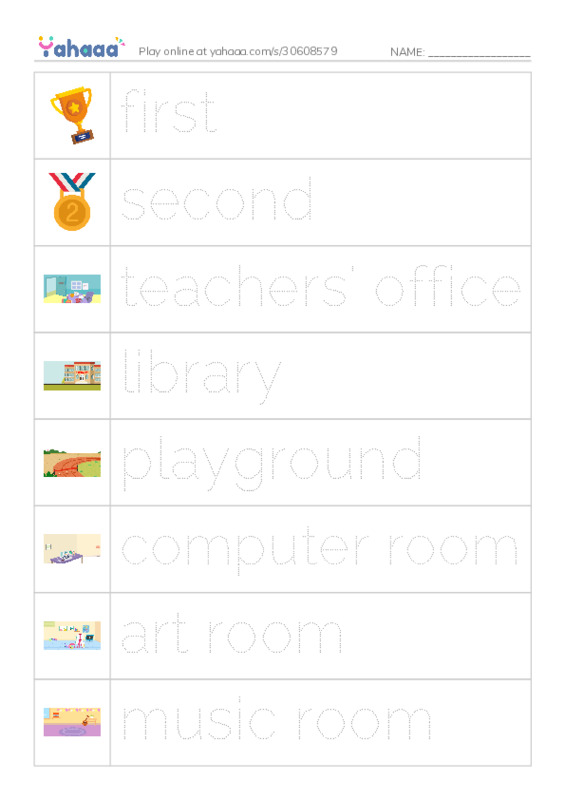 Picture and word rows worksheet for 四年級下學期