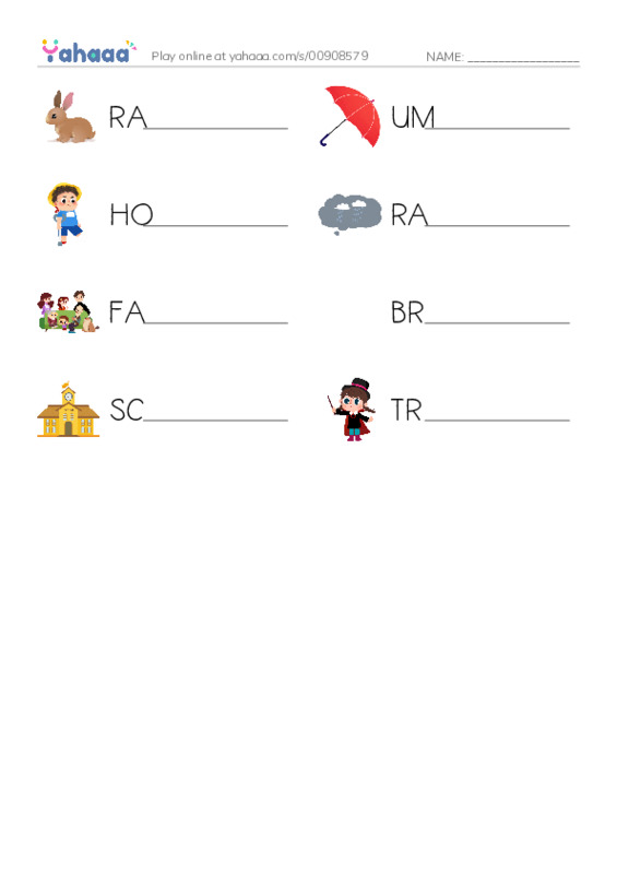 Write the word rows worksheet for the umbrella trick