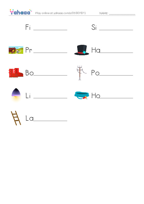 Write the word rows worksheet for FIREFIGHTERS AT WORK