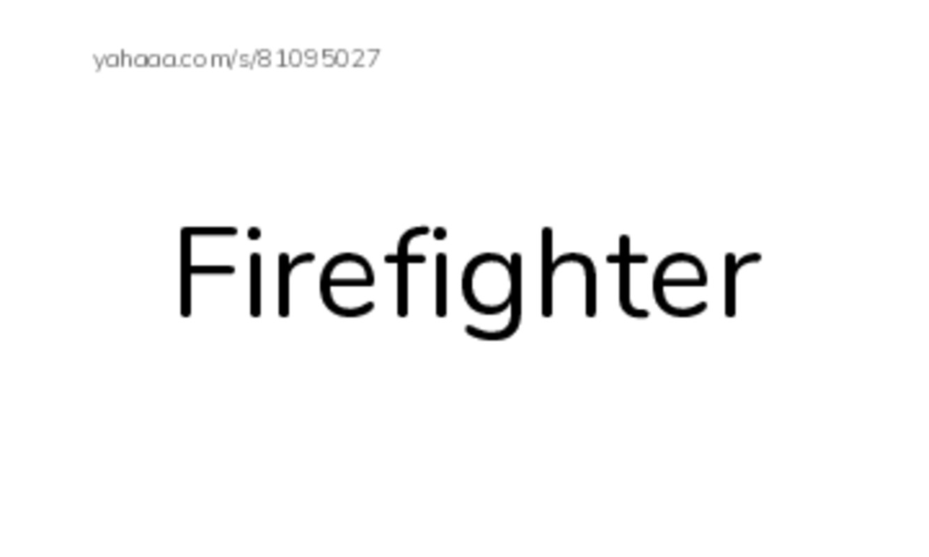 Index cards, words only worksheet for FIREFIGHTERS AT WORK