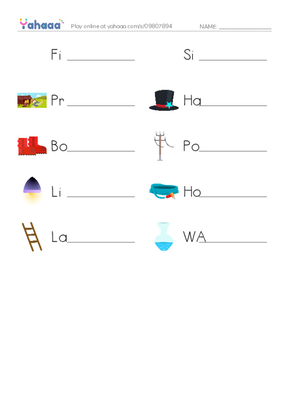 Write the word rows worksheet for FIREFIGHTERS AT WORK