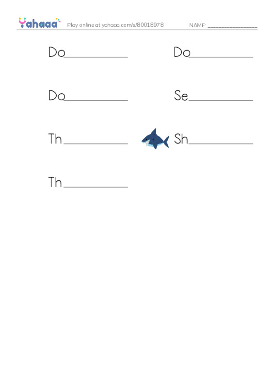 Write the word rows worksheet for Dolphin Cruise, Dolphin, Dolphins can jump very high and 4 more