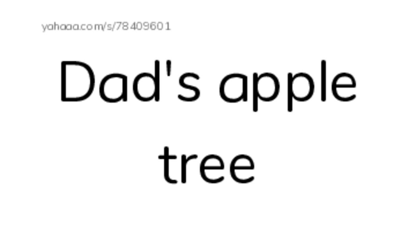 Index cards, words only worksheet for Dad's apple tree, Ground, I am digging a hole in the ground and 4 more