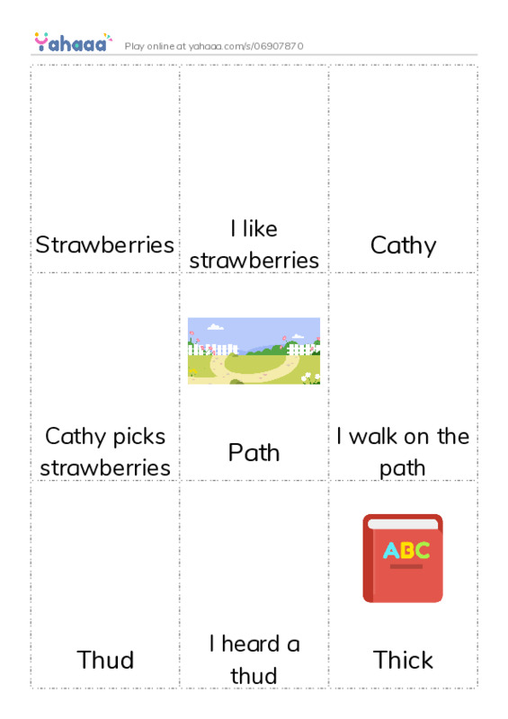 Picture flashcards worksheet for Strawberries, I like strawberries, Cathy and 25 more