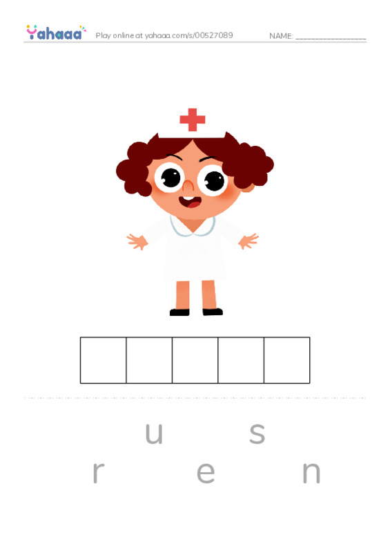Letter scramble puzzle worksheet for nurse, dentist, appointment and 5 more