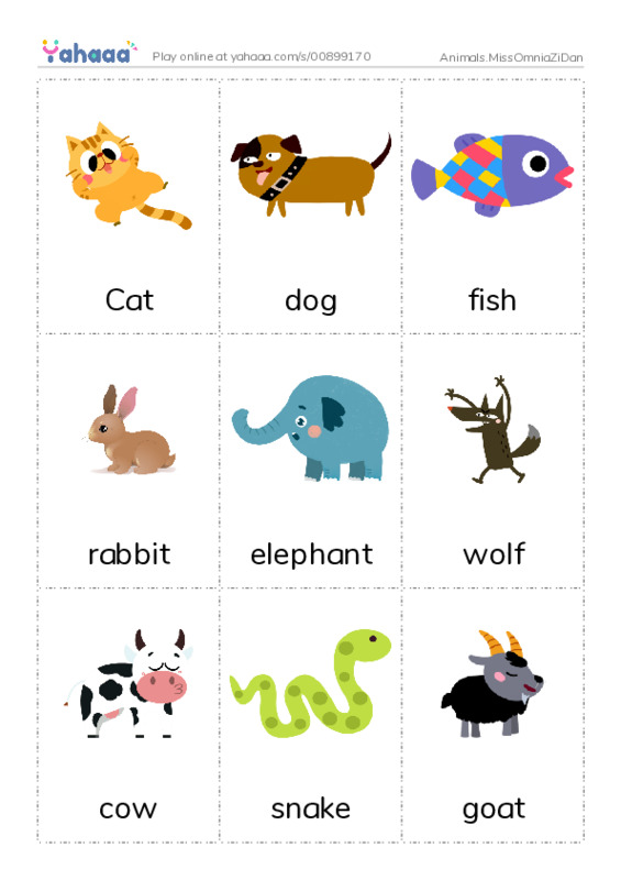 Picture flashcards worksheet for Animals.MissOmniaZiDan
