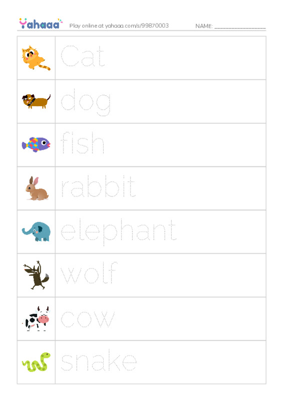 Picture and word rows worksheet for Animals.MissOmniaZiDan