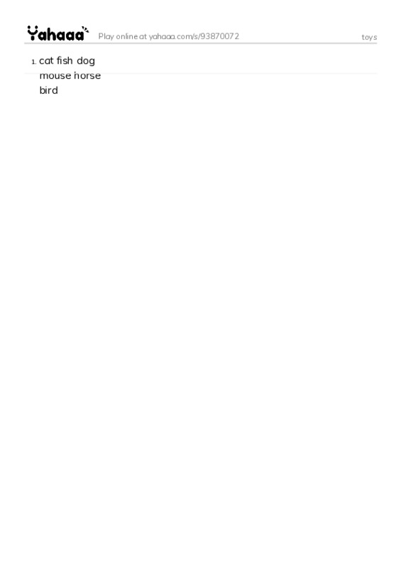 toys PDF words glossary