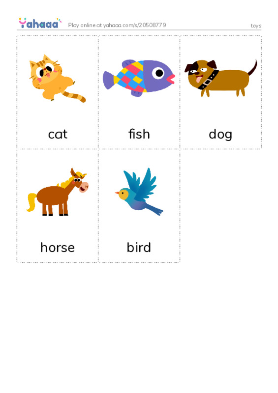 Picture flashcards worksheet for toys