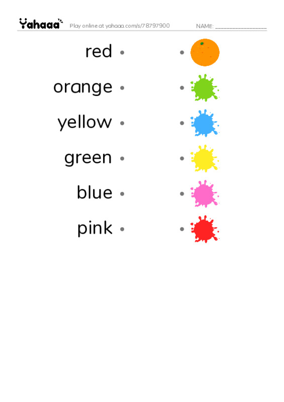 Draw a line to match worksheet for Rainbow Colours