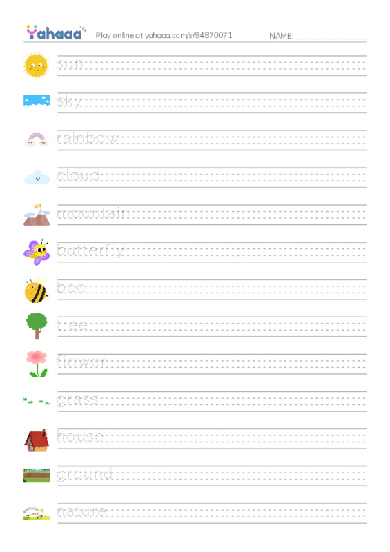 Handwriting lines worksheet for My picture