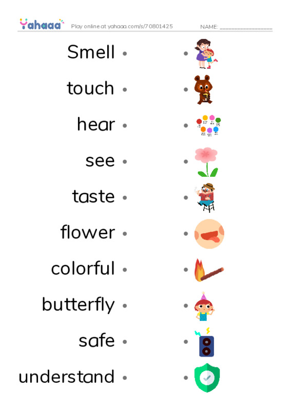 Draw a line to match worksheet for Senses.OmniaZiDan