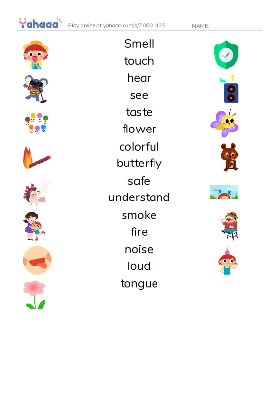 Match both sides worksheet for Senses.OmniaZiDan