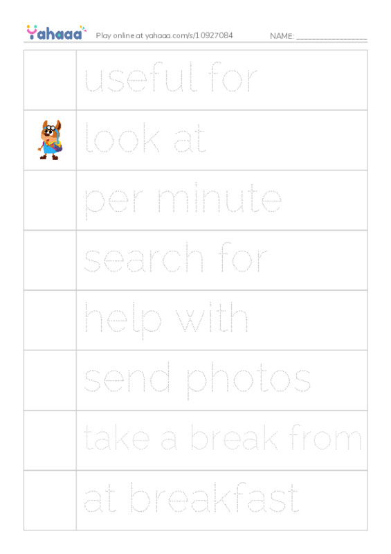 Picture and word rows worksheet for Prep1 lesson1 Unit1