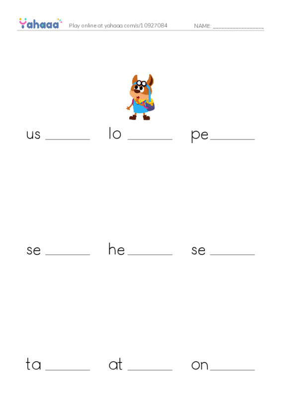 Finish the word worksheet for Prep1 lesson1 Unit1