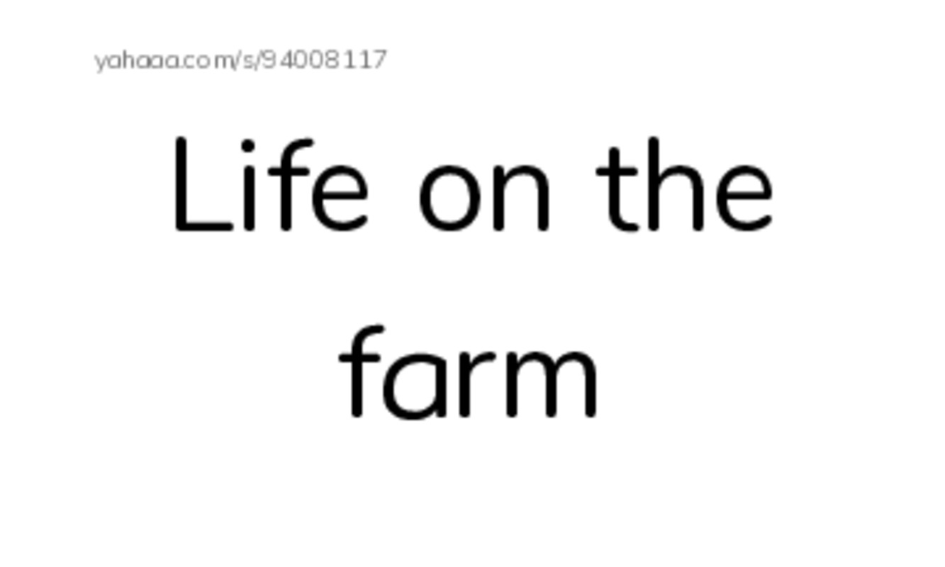 Index cards, words only worksheet for Life on the farm, Farm, The farm is beautiful and 4 more