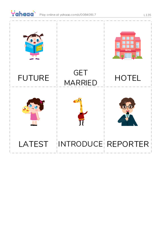 Picture flashcards worksheet for L135