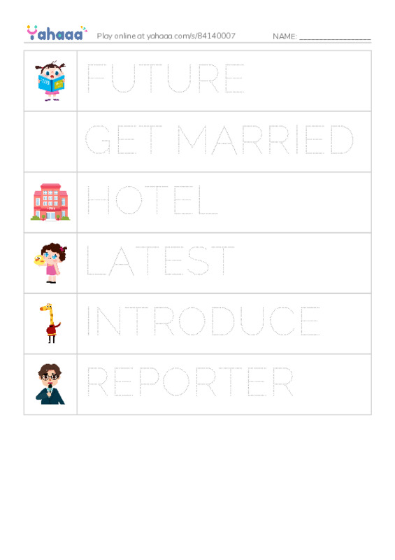 Picture and word rows worksheet for L135