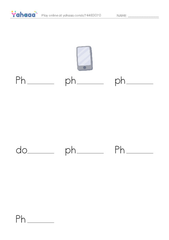 Finish the word worksheet for Phil, phone, photos and 4 more