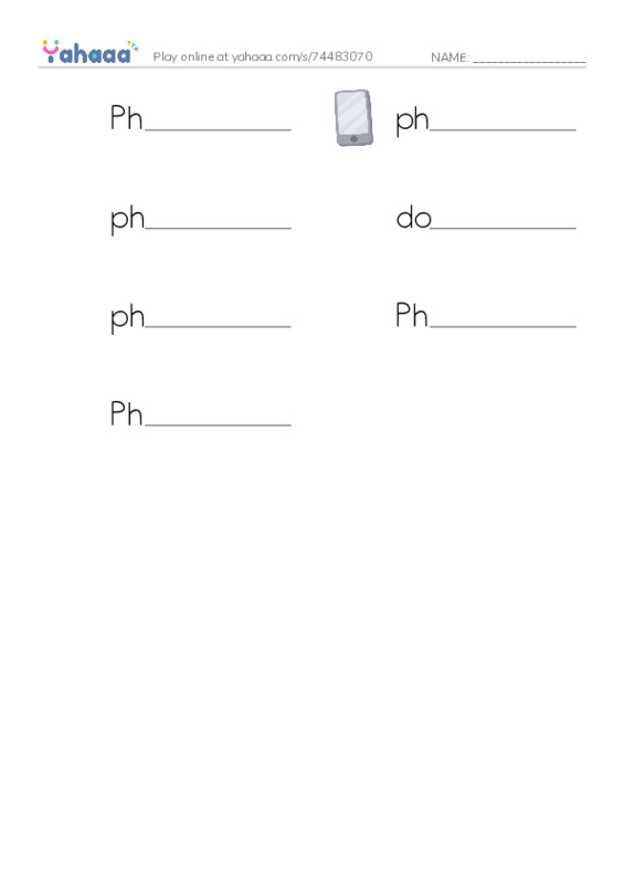 Write the word rows worksheet for Phil, phone, photos and 4 more