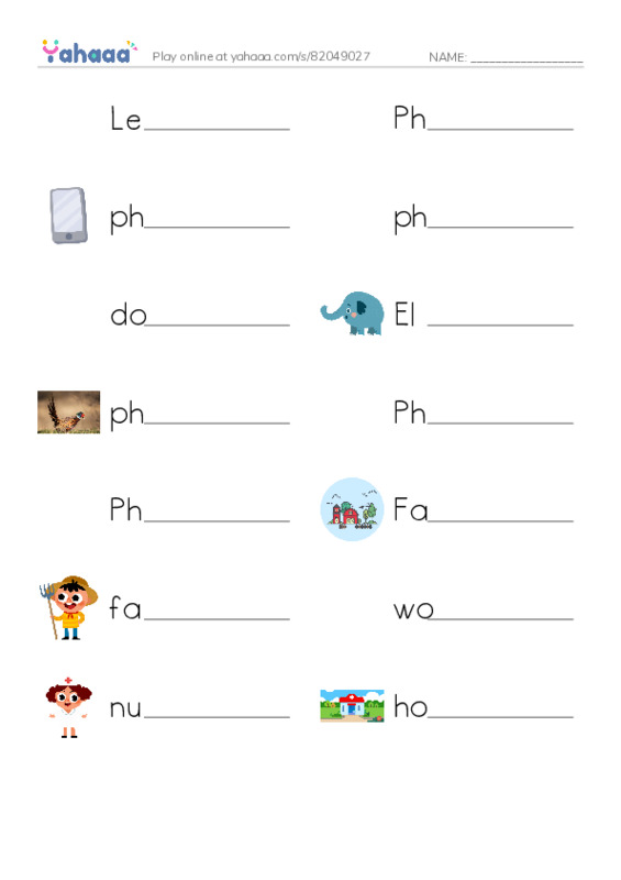 Write the word rows worksheet for Let's talk about jobs, Phil, phone and 11 more