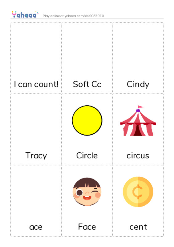 Picture flashcards worksheet for I can count!, Soft Cc, Cindy and 13 more