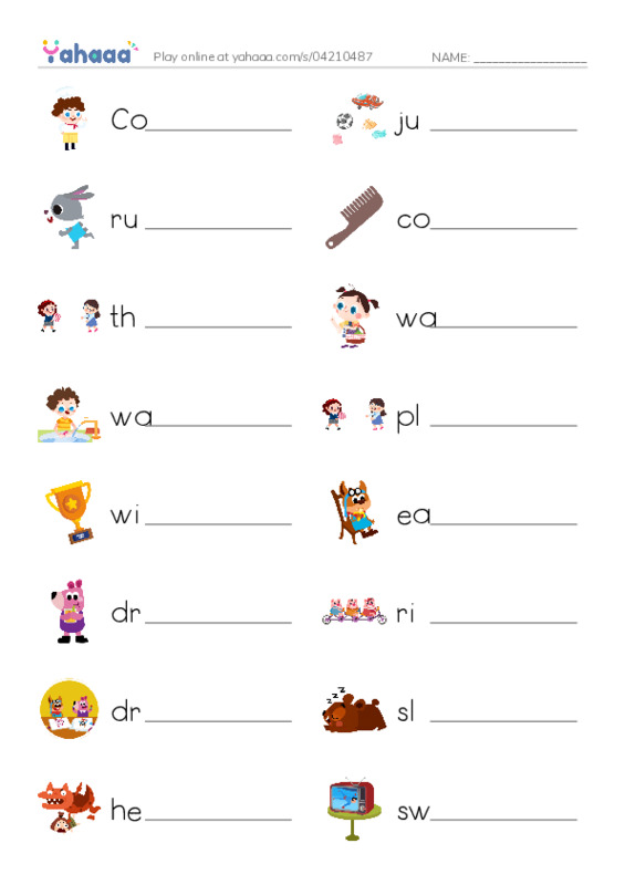 Write the word rows worksheet for Action Verbs
