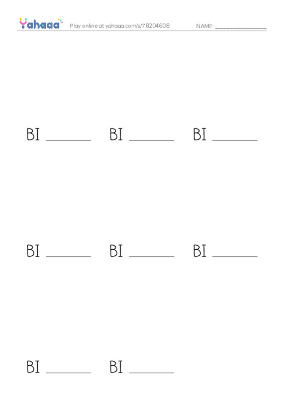 Finish the word worksheet for BIG