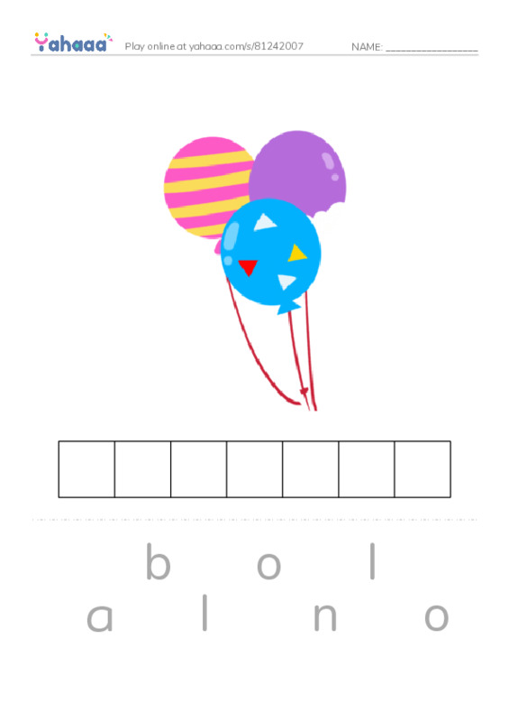 Letter scramble puzzle worksheet for Birthday party
