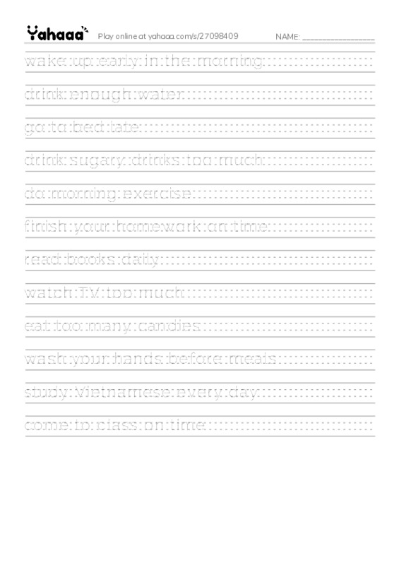 Handwriting lines worksheet for Should/ Shouldn't