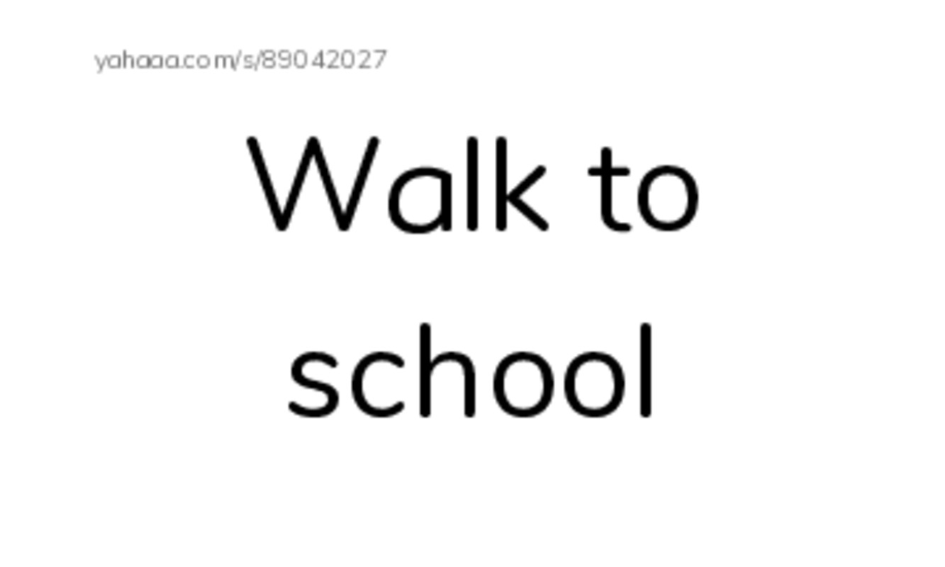 Index cards, words only worksheet for Walk to school, eat sandwiches, drink water and 9 more
