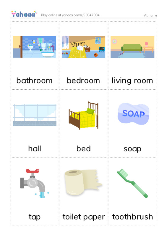Picture flashcards worksheet for At home