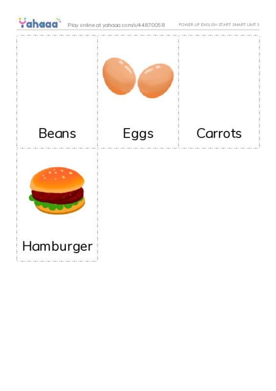 Picture flashcards worksheet for POWER UP ENGLISH START SMART UNIT 3