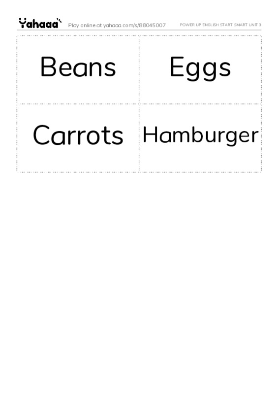 Word flashcards worksheet for POWER UP ENGLISH START SMART UNIT 3