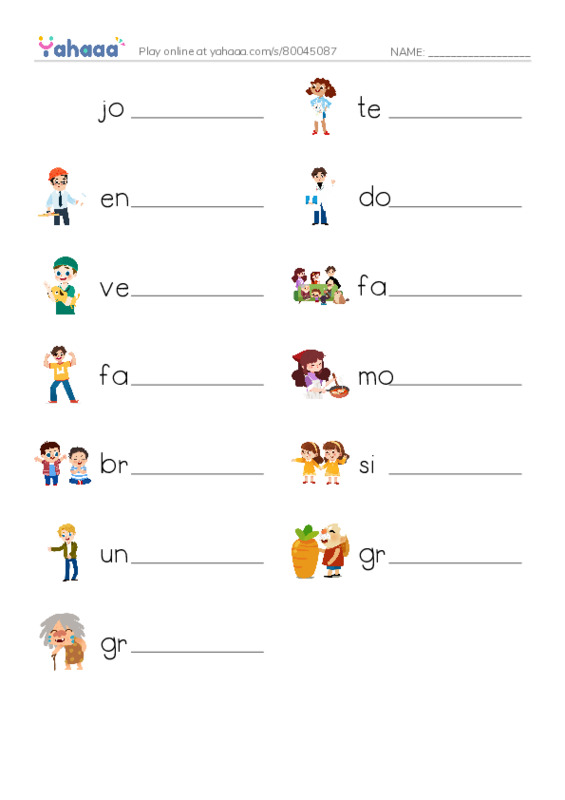 Write the word rows worksheet for Mr.Ghazy Elnahas