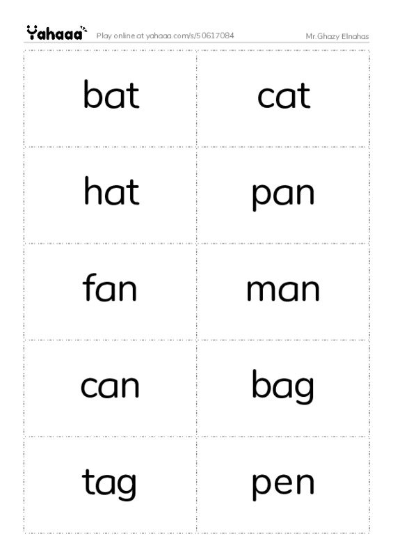 Word flashcards worksheet for Mr.Ghazy Elnahas