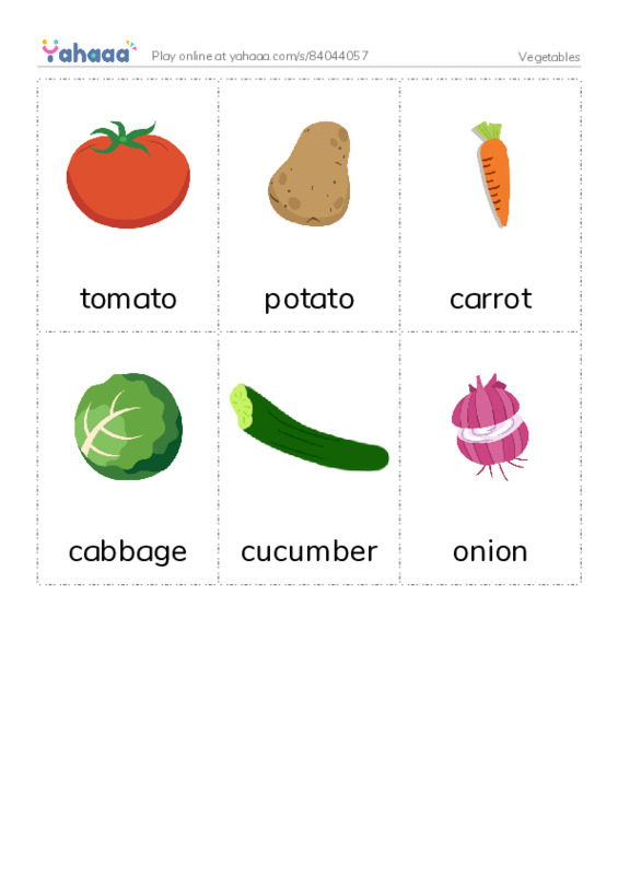 Picture flashcards worksheet for Vegetables