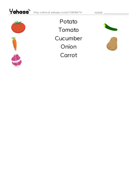 Match both sides worksheet for Vegetable