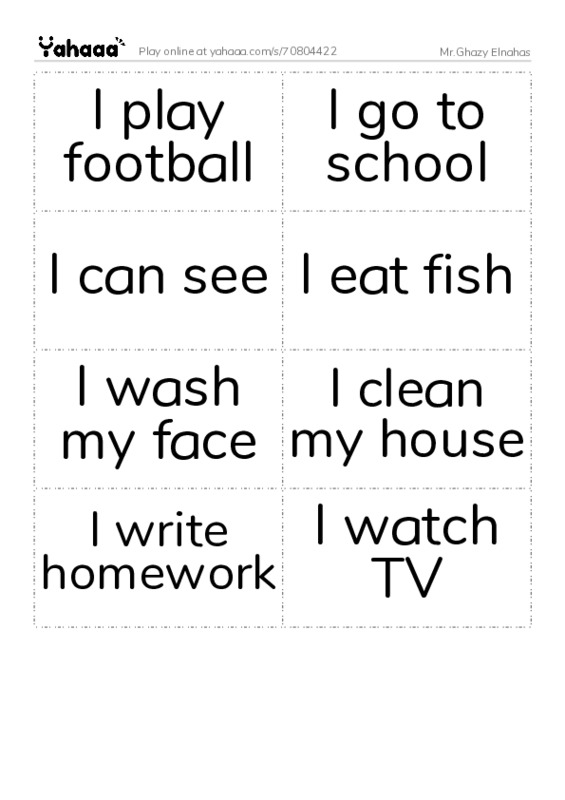 Word flashcards worksheet for Mr.Ghazy Elnahas