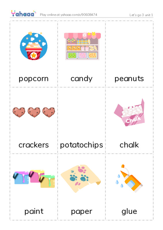 Picture flashcards worksheet for Let's go 3 unit 1