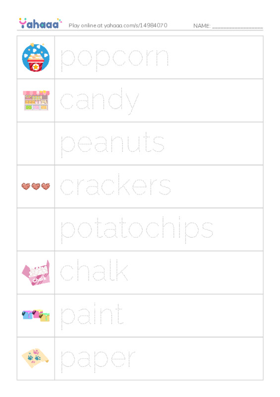Picture and word rows worksheet for Let's go 3 unit 1