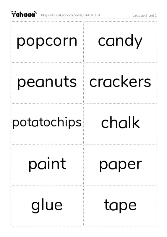 Word flashcards worksheet for Let's go 3 unit 1