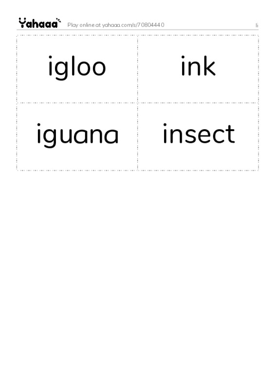 Word flashcards worksheet for Ii