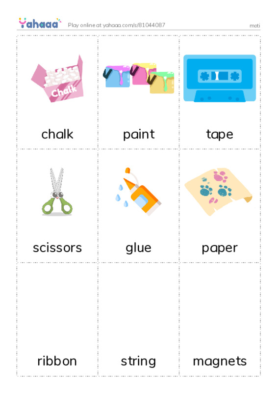 Picture flashcards worksheet for moti