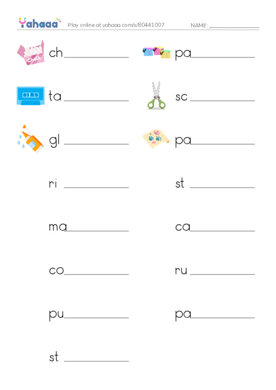 Write the word rows worksheet for moti