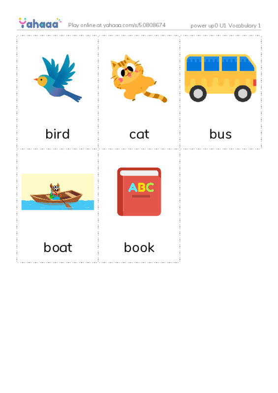 Picture flashcards worksheet for power up0 U1 Vocabulary 1