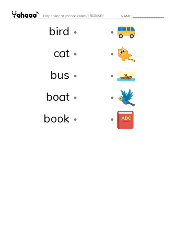 Draw a line to match worksheet for power up0 U1 Vocabulary 1